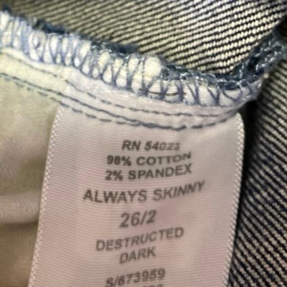 GAP 1969 Always Skinny Women's Blue Distressed Low Rise Denim Jeans Pants Sz 26 - Picture 6 of 6